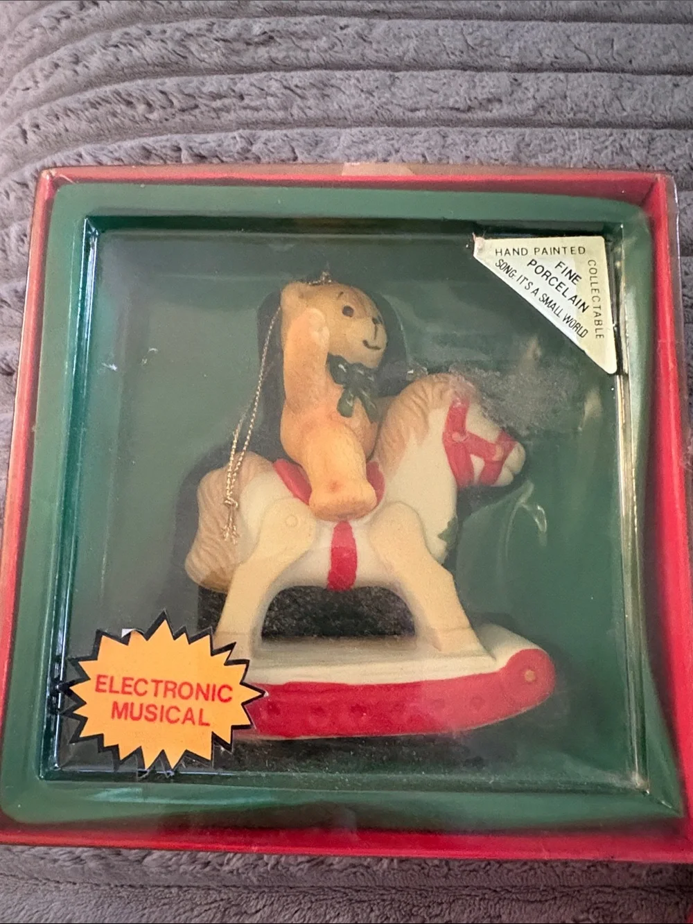 Set of 3 Vintage 1984 fine porcelain hand painted musical Christmas decorations